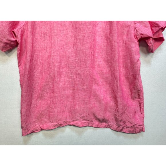 Lands' End Men's Linen Camp Collar Short Sleeve Shirt Sz XL Pink Traditional Fit - Picture 12 of 12